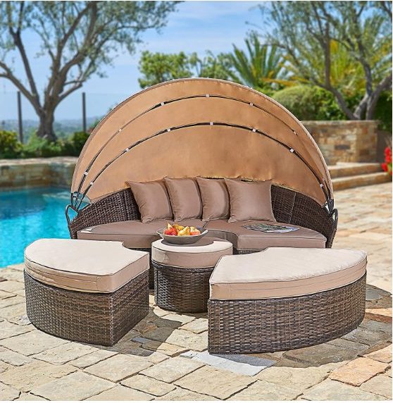 27. Suncrown Wicker Daybed with Retractable Canopy